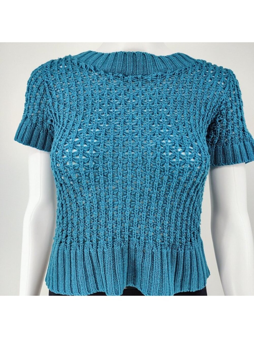 Maurices Girls Blue Open Knit Short-Sleeve Sweater (M) *Fair